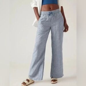 Athleta Retreat Pants Womens Petite  4  100% Linen Wide Leg High Rise